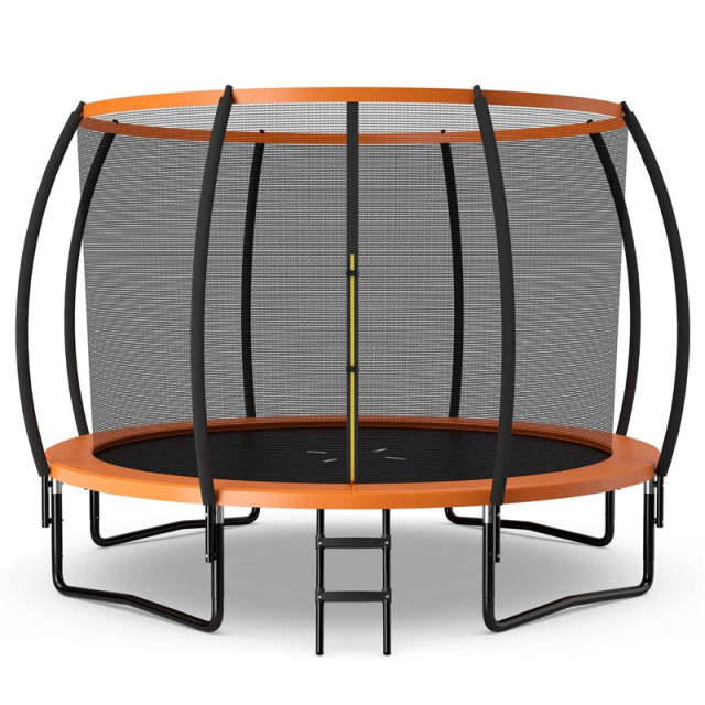 10FT Trampoline ASTM Approved Outdoor Recreational Trampoline with Safety Enclosure Net & Ladder for Kids Adults