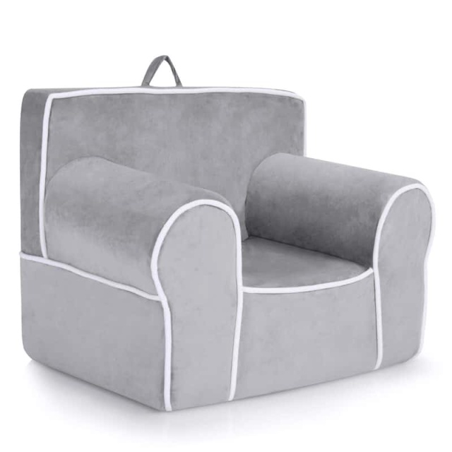 Kids Couch, Toddler Soft Sofa with Removable Washable Velvet Surface for Play Room, Nursery, Preschool, Foam Filled Armchair for 0-5 Boys & Girls