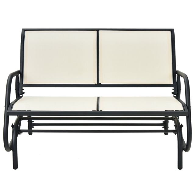 48" 2 Person Outdoor Swing Glider Bench, Patio Double Rocking Loveseat Chair with Breathable Fabric & Steel Frame for Porch, Garden, Backyard