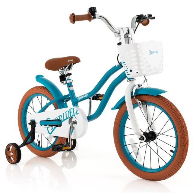 16" Kids Bike, Toddler Bicycle with Training Wheels, Adjustable Seat & Removable Basket, Boys Girls Bike for 3-8 Years Old