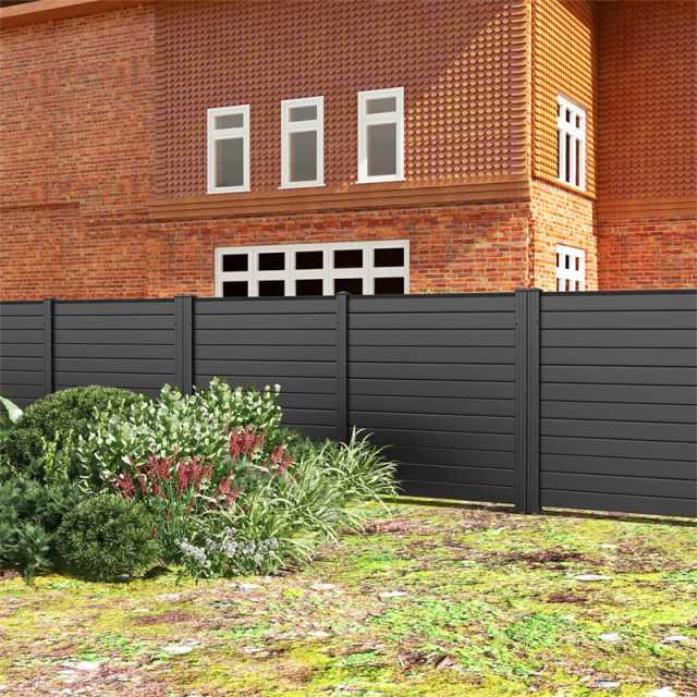 Air Conditioner Fence 4 Panels, 48"W x 48"H Outdoor Vinyl Privacy Screen with Metal Stakes, Trash Can Enclosure Decorative Garden Fence for Patio Lawn