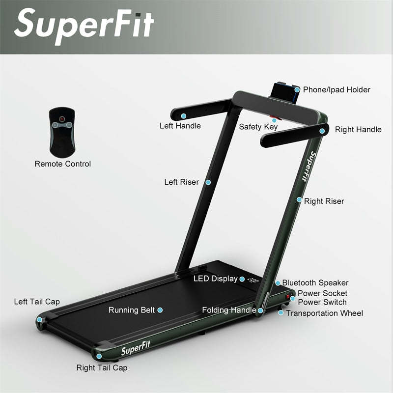 2-in-1 Folding Treadmill, 2.25HP Under Desk Treadmill with LED Display, APP & Remote Control, No Installation, Walking Jogging Machine for Home