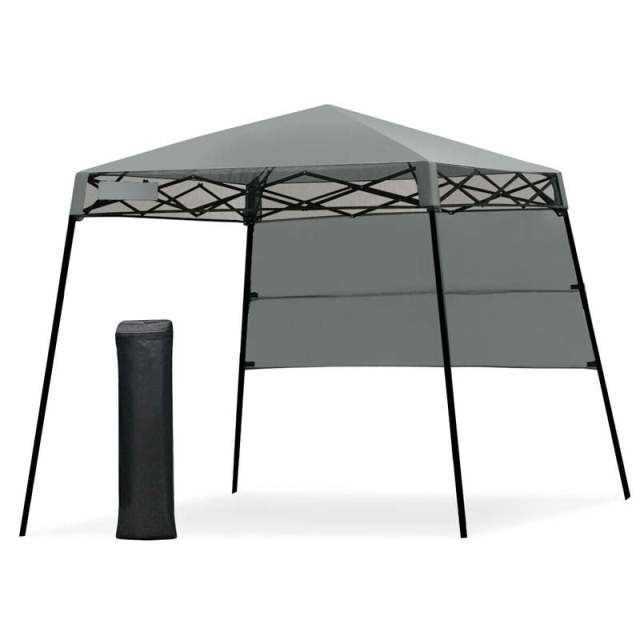 7 x 7 FT Slant Leg Pop Up Canopy Tent Portable Canopy Tent Backpack Canopy with Carry Bag & 4 Stakes