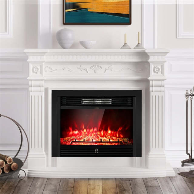 28.5" Electric Fireplace Insert, 750W/1500W Wall Mounted Recessed Freestanding Fireplace Heater with 3 Color Adjustable Flames, 2 Heat Modes, 8H Timer