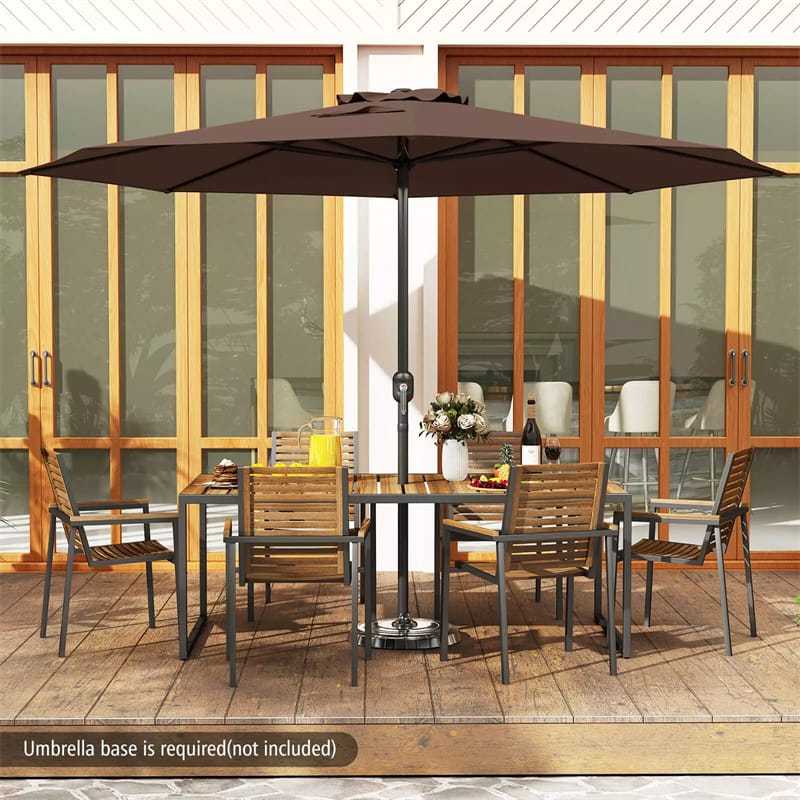 12FT Outdoor Patio Umbrella, 8-Rib Market Umbrella with Crank Handle & Vented Canopy, Sun-Protective Waterproof for Deck, Poolside, Garden
