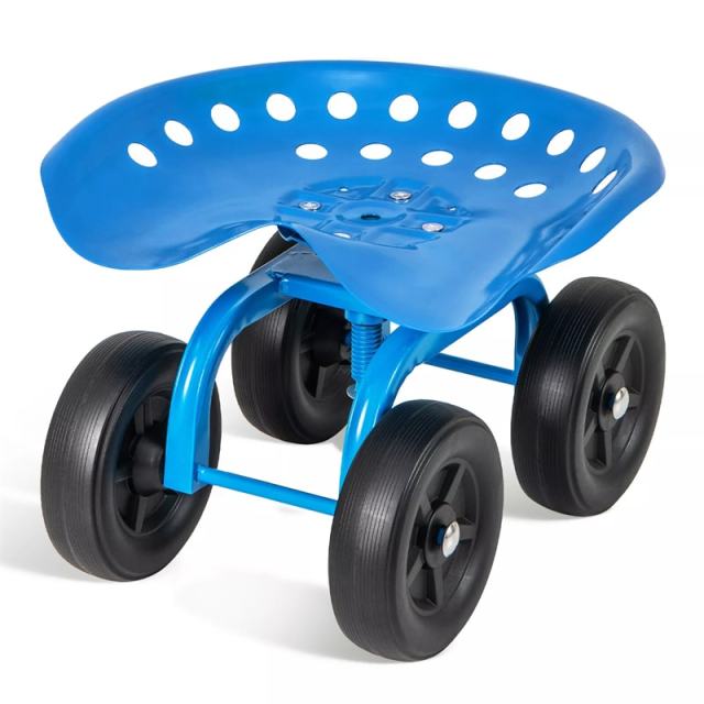 Heavy Duty Garden Cart with 360° Swivel Seat & Wheels, Height Adjustable Rolling Gardening Seat Utility Stool Cart Garden Scooter for Planting