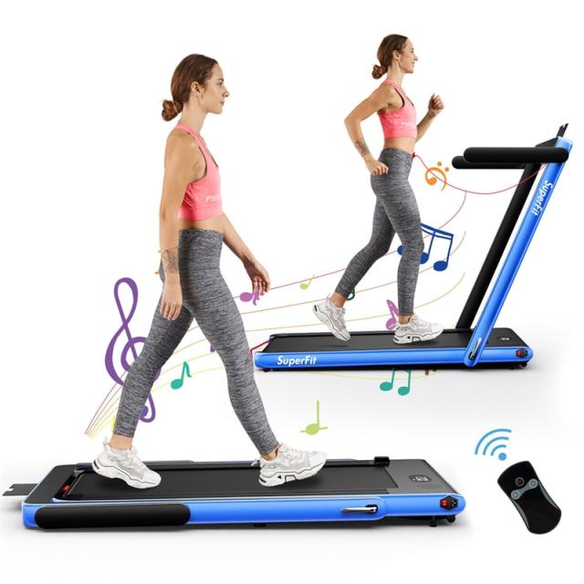 2-in-1 Folding Treadmill, 2.25HP Under Desk Treadmill with LED Display, APP & Remote Control, No Installation, Walking Jogging Machine for Home