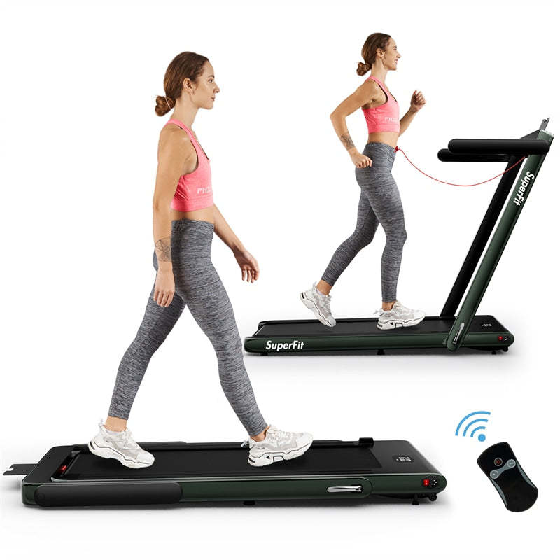 2-in-1 Folding Treadmill, 2.25HP Under Desk Treadmill with LED Display, APP & Remote Control, No Installation, Walking Jogging Machine for Home