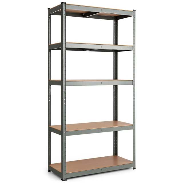 5-Tier Metal Storage Shelves, Heavy Duty Steel Shelving Unit, Adjustable Garage Tool Organizer Rack, Bolt-Free Assembly, 2000 lbs Capacity