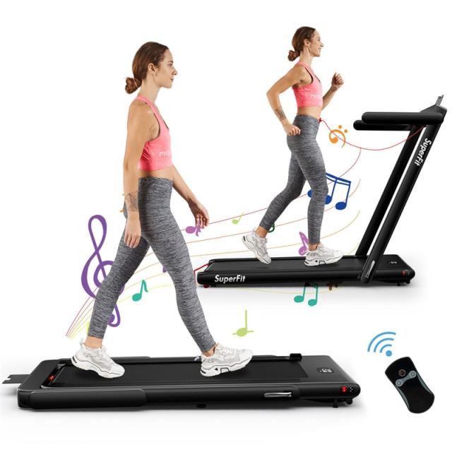 2-in-1 Folding Treadmill, 2.25HP Under Desk Treadmill with LED Display, APP & Remote Control, No Installation, Walking Jogging Machine for Home