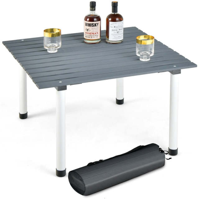 27" Square Roll-up Camping Table Folding Picnic Table with Carrying Bag for Outdoors Fishing Cooking BBQ Party Lawn Patio Garden