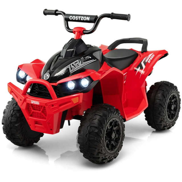 12V Kids Ride-On ATV, Battery Powered Electric 4-Wheeler Quad Car with Adjustable Speed, Lights & Treaded Tires for Boys & Girls