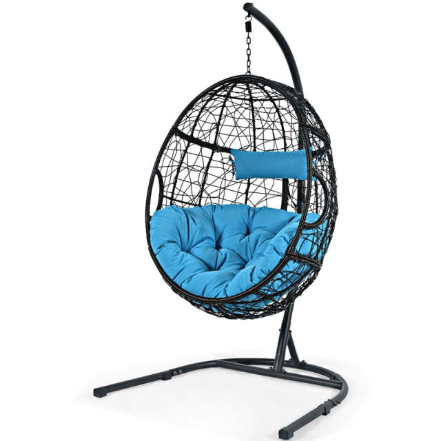 Hanging Egg Chair 36.5" Width Oversized Swing Chair Outdoor Indoor Hammock Chair with C-Hammock Stand Set, Soft Seat Cushion, Pillow