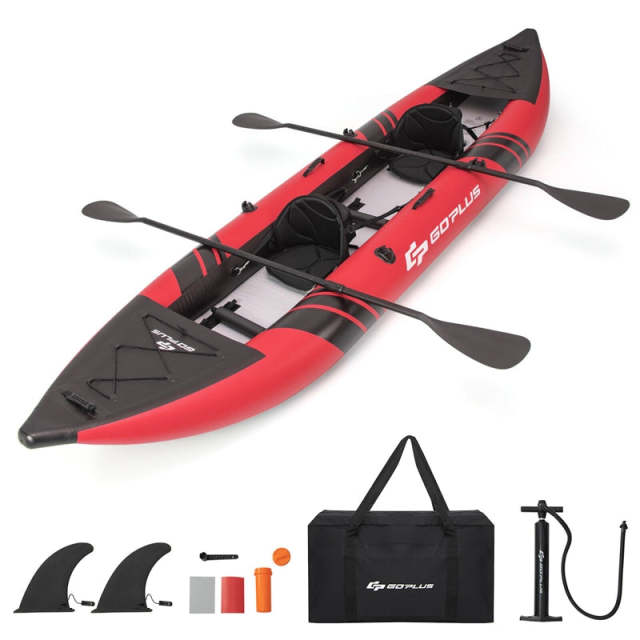 2-Person Inflatable Kayak with 2 Aluminium Paddles, EVA Padded Seats, 507LB Capacity, Carry Bag & Repair Kit, Portable Touring Kayak for Adults