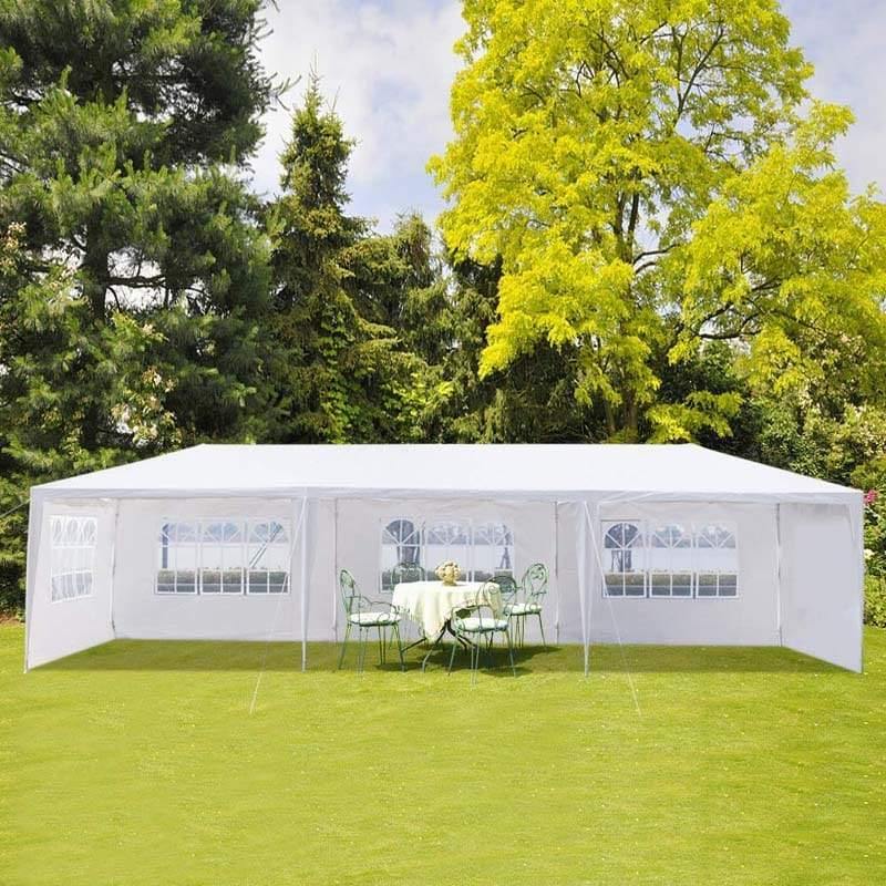 10' x 30' Canopy Tent, White Wedding Party Tent with 5 Removable Sidewalls & Waterproof, Heavy Duty Commercial Canopy for Outdoor Events, Backyard he1