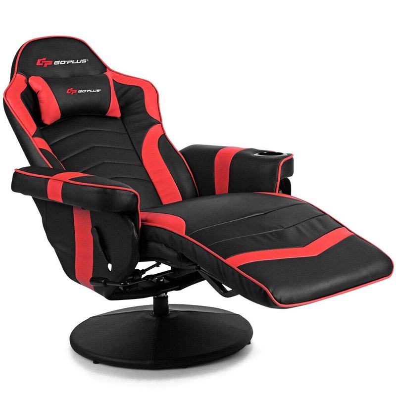 Gaming Recliner Massage Gaming Chair with Adjustable Backrest & Footrest, Ergonomic High Back PU Leather Computer Office Chair Swivel Game Sofa