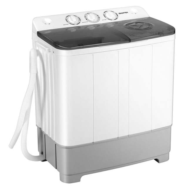 Portable Washing Machine, Twin Tub 22LBS Capacity Compact Laundry Washer Spin Dryer Combo with Control Knobs & Drain Pump for Apartment, RV
