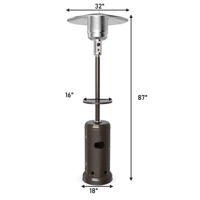 50,000 BTU Propane Patio Heater with Auto Shut-Off & Tip Protection, Commercial Outdoor Heater w/ Wheels & Drink Shelf for Backyard, Restaurant