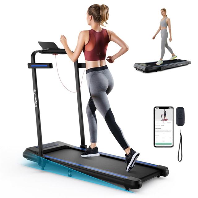2-in-1 Folding Treadmill, 3.0HP Walking Pad with Incline, LED Display, Remote & APP Control, 265lbs Capacity Under Desk Treadmill for Home Office