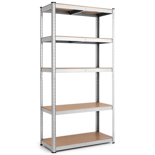 5-Tier Metal Storage Shelves, Heavy Duty Steel Shelving Unit, Adjustable Garage Tool Organizer Rack, Bolt-Free Assembly, 2000 lbs Capacity