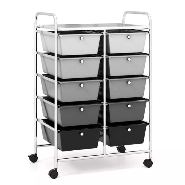 10 Drawer Rolling Cart, Storage Cart Organizer with Wheels, Mobile Utility Cart for Classroom, Office, Home, Craft, Art, Paper, Salon