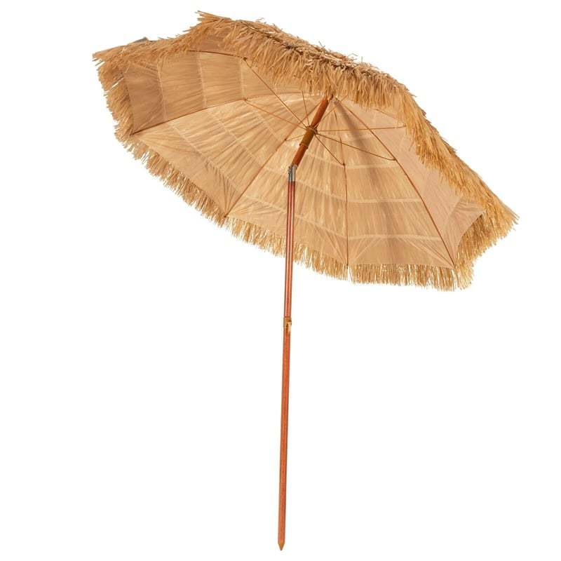 6.5FT Thatched Tiki Patio Umbrella, Hawaiian Style Outdoor PE Grass Umbrella with 8-Rib Tilt Mechanism for Beach, Garden, Poolside, Tropical Oasis