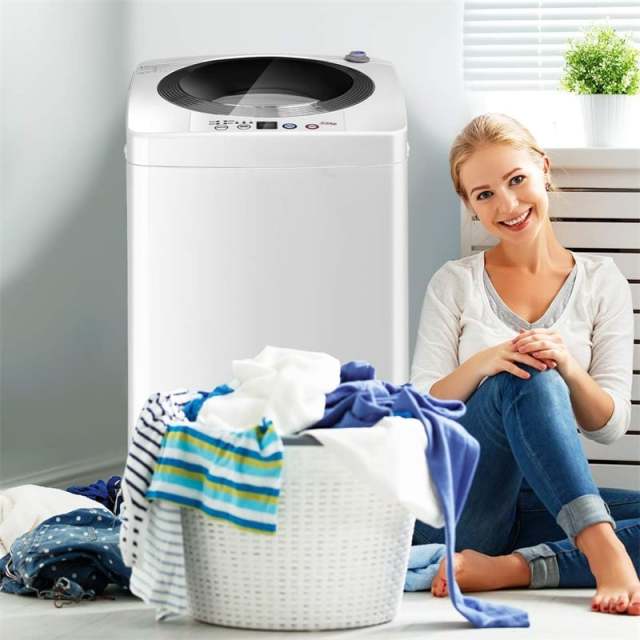 Portable Washing Machine, Full-Automatic Washer & Spin Dryer Combo with Built-in Pump Drain, 8Lbs Capacity Compact Laundry Washer for Apartments, RVs