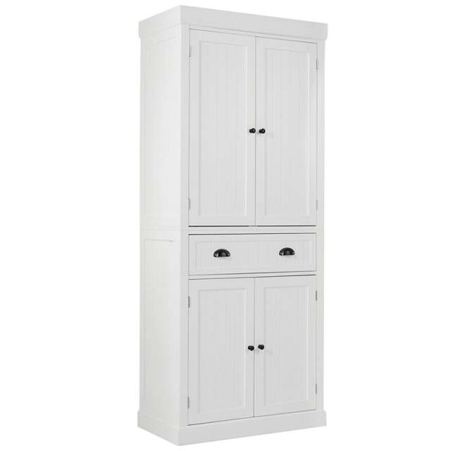 72" H Kitchen Pantry Cabinet, Freestanding Cupboard Traditional Large Tall Storage Cabinet with Drawers, Adjustable Shelves for Living Room