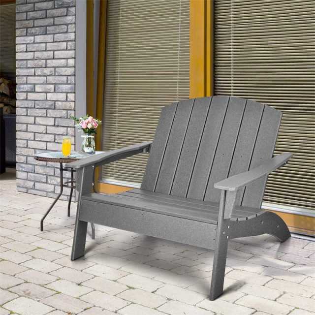 All-Weather HDPE Adirondack Loveseat Chair, Outdoor Adirondack Bench with Wide Armrests & 660 LBS Capacity for Patio, Garden, Backyard Fire Pit-h5