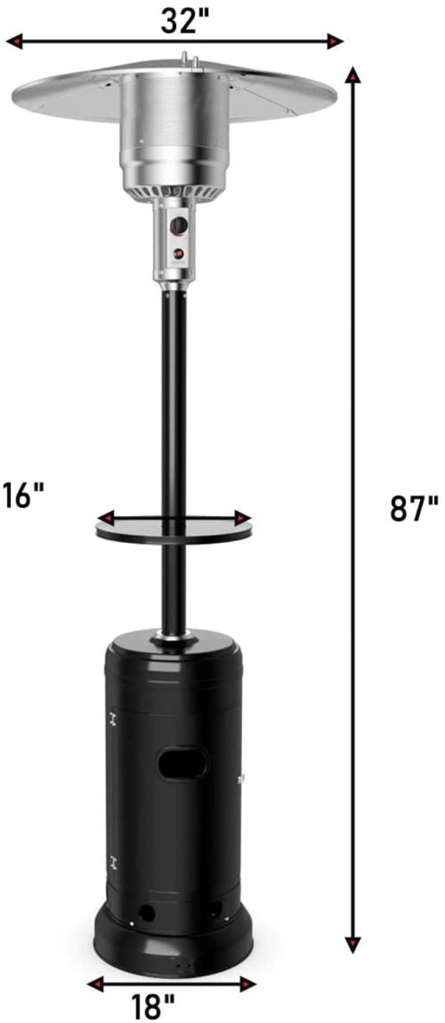 50,000 BTU Propane Patio Heater with Auto Shut-Off & Tip Protection, Commercial Outdoor Heater w/ Wheels & Drink Shelf for Backyard, Restaurant