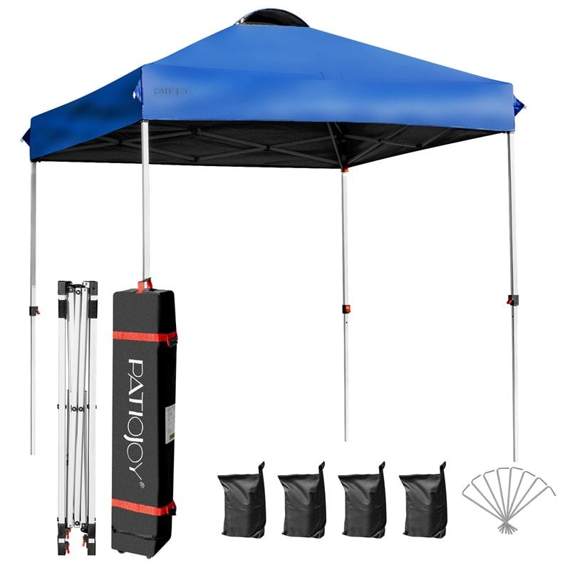 6.6x6.6FT Outdoor Pop-up Canopy Tent with Height Adjustable, Roller Bag & Weight Bags, Commercial Instant Canopy Sun Shelter for Camping, Party