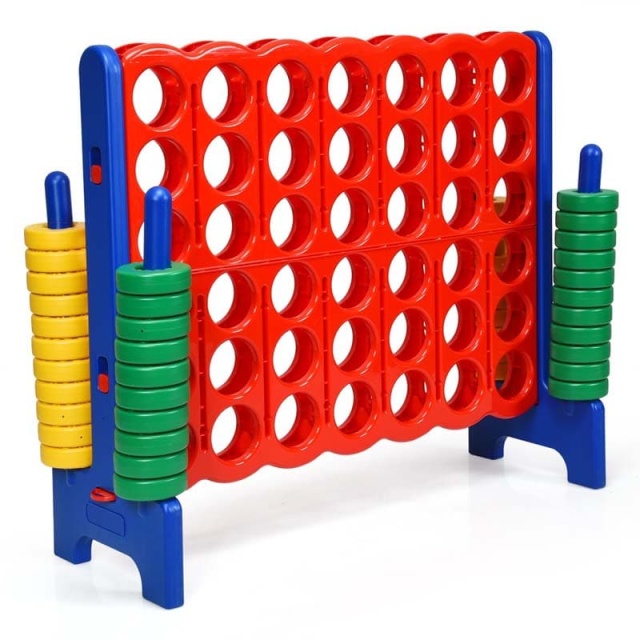 Giant 4-in-a-Row, Jumbo 4-to-Score Giant Game w/ 42 Rings, Quick-Release Slider, 3.5FT Tall Indoor Outdoor Connect 4 Yard Game for Kids, Adults