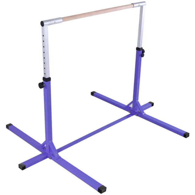 Steel Gymnastics Training Bar, 3' to 5' Height Adjustable Kip Bar with Double Locking Mechanism, Junior Horizontal Bar for Home Practice