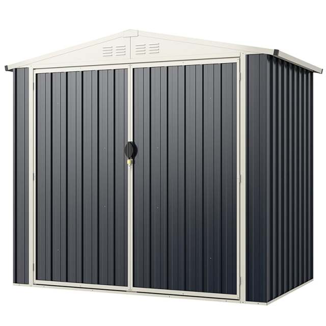 6.8x3.8FT Outdoor Metal Storage Shed Snap-on Assembly, All-Weather Galvanized Steel Utility Tool House with Lockable Door for Garden, Backyard, Lawn