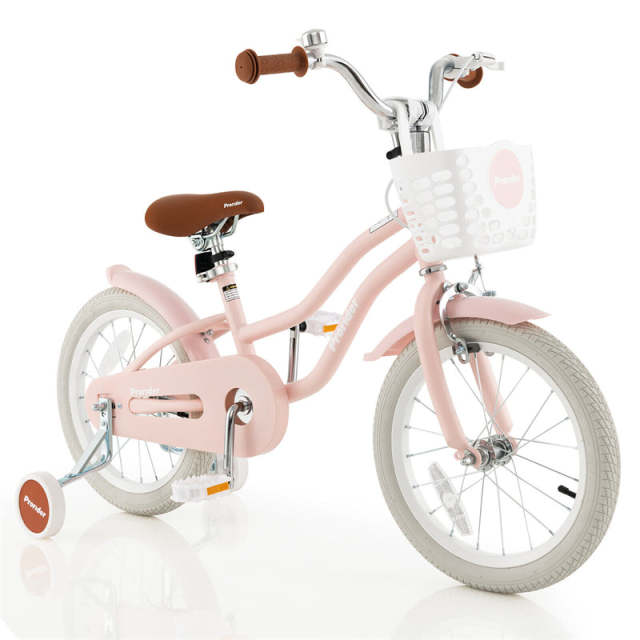 16" Kids Bike, Toddler Bicycle with Training Wheels, Adjustable Seat & Removable Basket, Boys Girls Bike for 3-8 Years Old