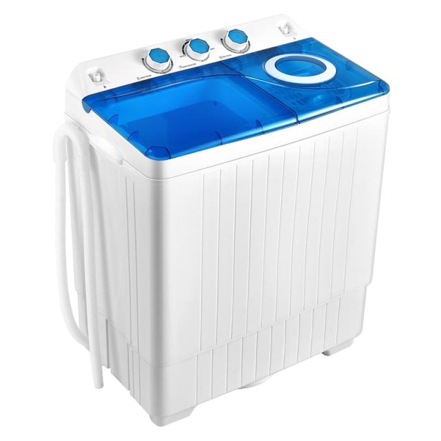 Portable Washing Machine, 2 in 1 Compact Twin Tub Washer and Spin Dryer Combo 26lbs with Built-in Drain Pump, Small Washer for Home Apartment
