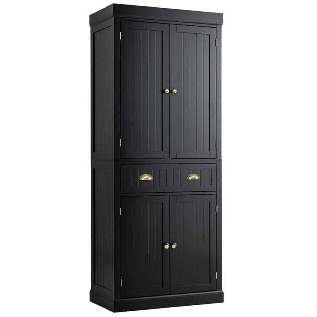 72" H Kitchen Pantry Cabinet, Freestanding Cupboard Traditional Large Tall Storage Cabinet with Drawers, Adjustable Shelves for Living Room