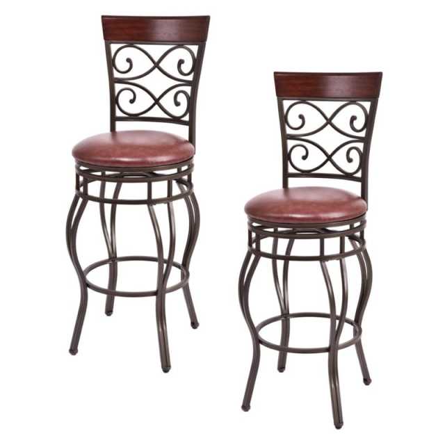 Swivel Metal Bar Stools Set of 2, 30" Bar Height Barstools with Back, PU Leather Padded Seat, 330LBS Capacity for Kitchen Island/Pub/Dining Room