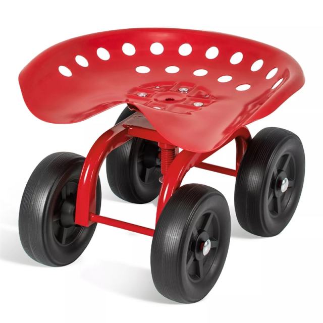 Heavy Duty Garden Cart with 360° Swivel Seat & Wheels, Height Adjustable Rolling Gardening Seat Utility Stool Cart Garden Scooter for Planting
