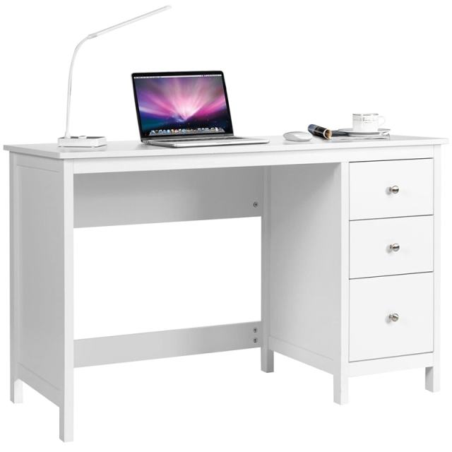 Modern Home Office Computer Desk with 3 Storage Drawers, Large Desktop, Compact Writing Study Desk, Multipurpose Laptop Workstation for Bedroom