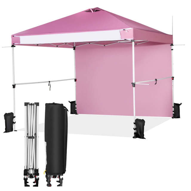 10' x 10' Commercial Pop Up Canopy Tent with Sidewalls, Roller Bag & Hanging Bars, Portable Instant Market Tent for Outdoor Events, Camping