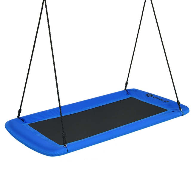 Giant 60" Platform Tree Swing with 2 Hanging Straps for Kids & Adults, Steel Frame Rectangle Saucer Swing for Indoor Outdoor Backyard