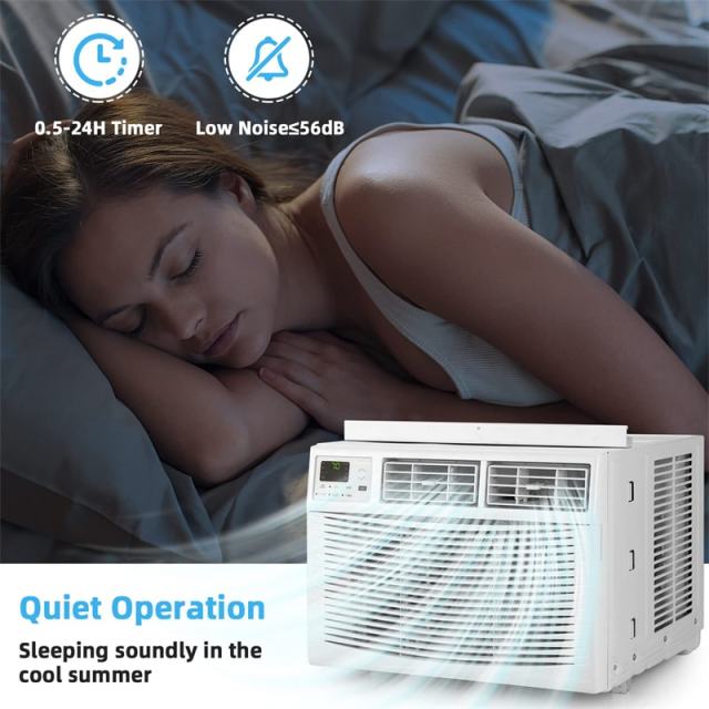 10000 BTU Quiet Window Air Conditioner Cools 450 Sq.Ft, Energy Efficient AC Unit with Cool, Dry, Fan, Auto, ECO Mode & Remote Control
