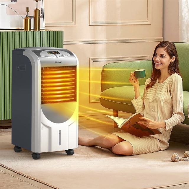 5 In 1 Portable Evaporative Air Cooler Fan & Heater Humidifier Function with Washable Filter & Remote Control