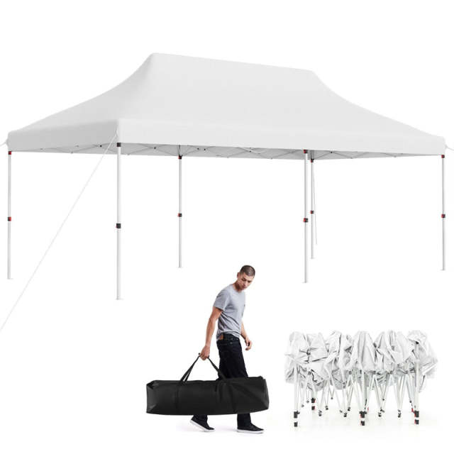 10 x 20FT Pop Up Canopy, Instant Setup Outdoor Canopy Tent with 6 Sandbags & Carrying Bag, UPF50+ Sun Protection Tent for Events, Camping