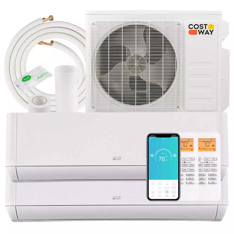 36000 BTU 21.5 SEER2 Dual Zone Mini Split Air Conditioner & Heater, WiFi Enabled Inverter Split System AC, Works with Alexa, Heat Pump