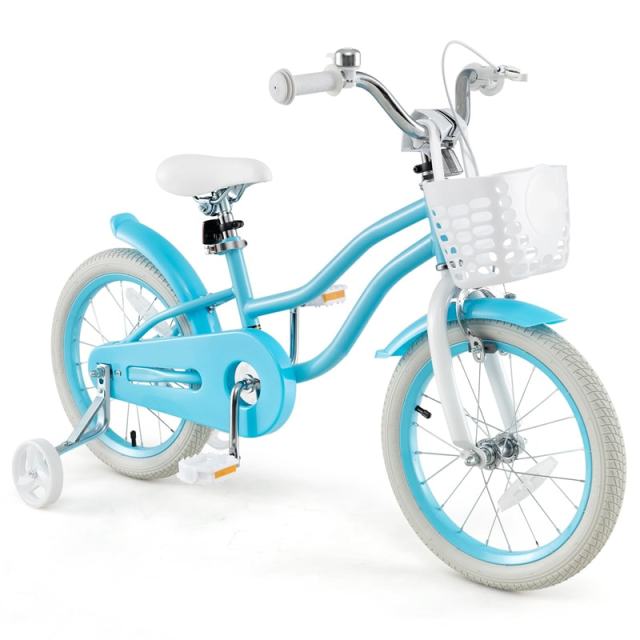 16" Kids Bike, Toddler Bicycle with Training Wheels, Adjustable Seat & Removable Basket, Boys Girls Bike for 3-8 Years Old