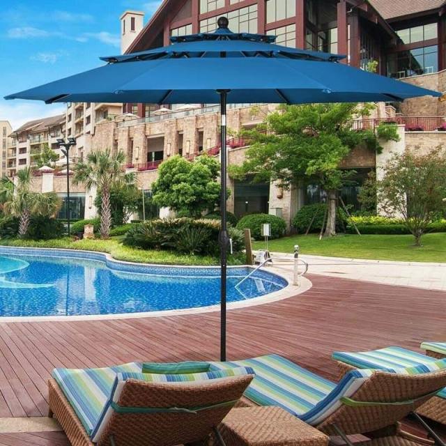 10ft 3 Tier Auto-tilt Patio Market Umbrella with Double Vented