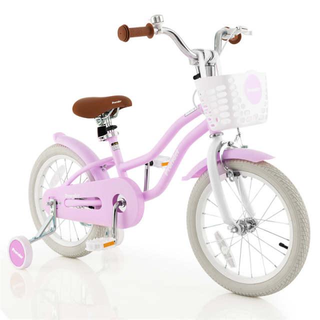 16" Kids Bike, Toddler Bicycle with Training Wheels, Adjustable Seat & Removable Basket, Boys Girls Bike for 3-8 Years Old