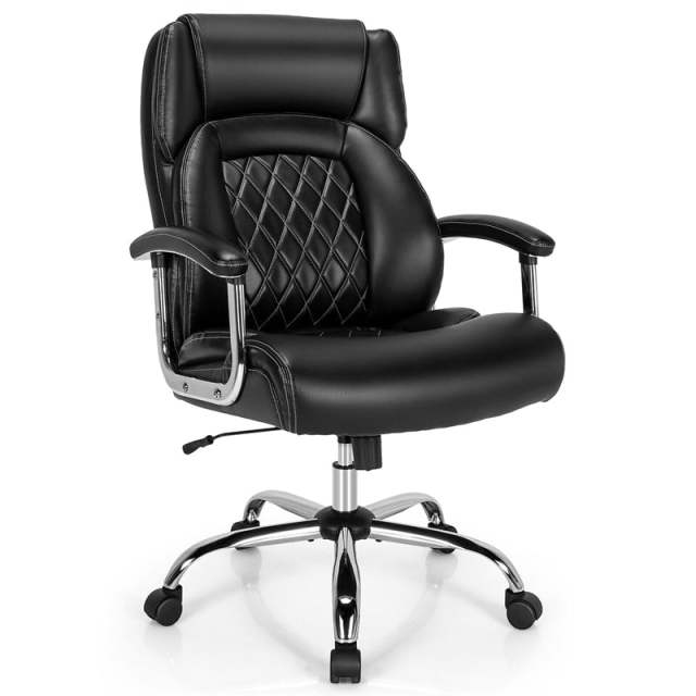 500LBS Big & Tall Office Chair, High-Back Leather Executive Chair w/ Wide Seat for Heavy People, Height Adjustable Swivel Computer Desk Chair